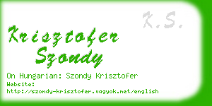 krisztofer szondy business card